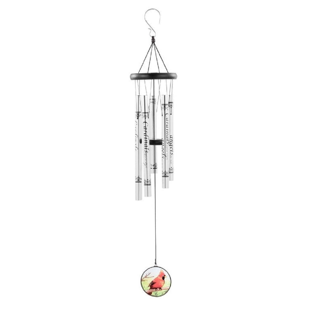 Silver Metal and Glass Cardinals Sentiment Windchime, 36 inches