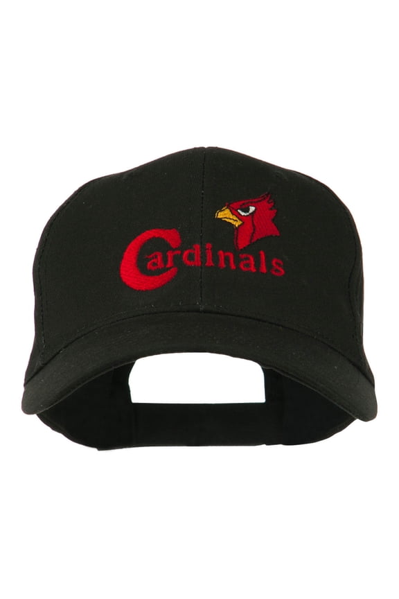 Cardinals with Bird Head Embroidered Cap - Black OSFM