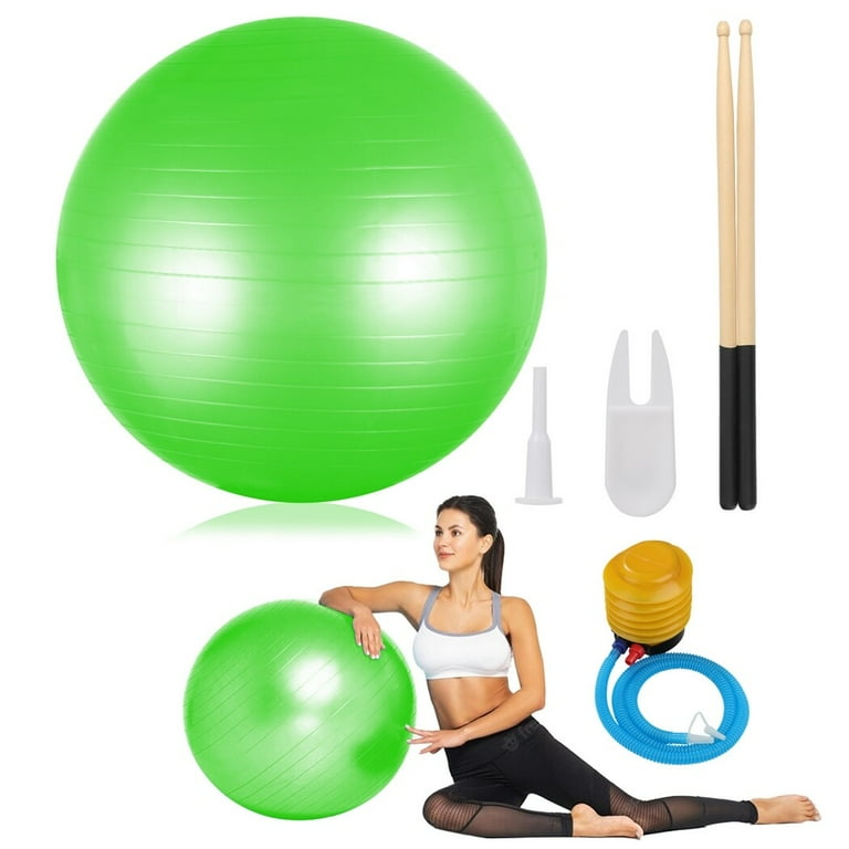 Cardio Drumming Equipment Set, Fitness Balance Ball with Pump & 3.2oz  Sticks, Aerobic Exercise Ball for Workouts, Stability, Pilates, Yoga,  Pregnancy Gymnastics 
