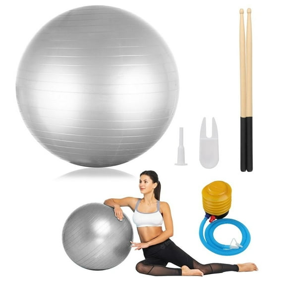 Cardio Drumming Equipment Set, Fitness Balance Ball with Pump & 3.2oz Sticks, Aerobic Exercise Ball for Workouts, Stability, Pilates, Yoga, Pregnancy Gymnastics
