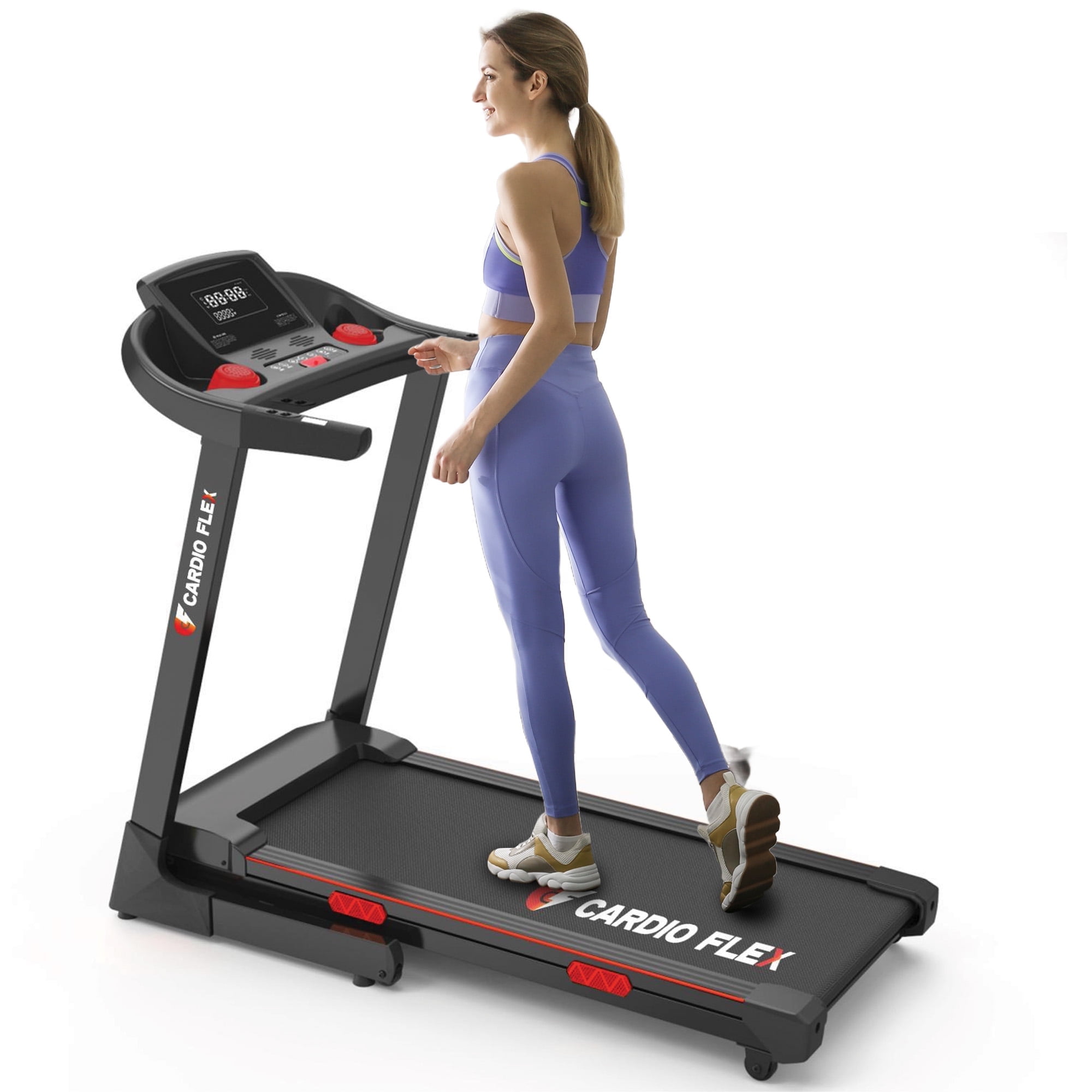 Cardio Flex Full Folding Treadmill, Adjustable Incline, Compact Running Machine for Home Workouts