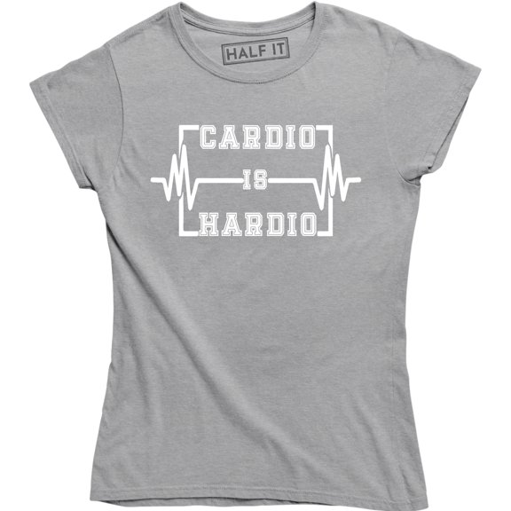 Cardio Is Hardio Heartbeat Womens Funny Workout Gym Running Exercise T-Shirt