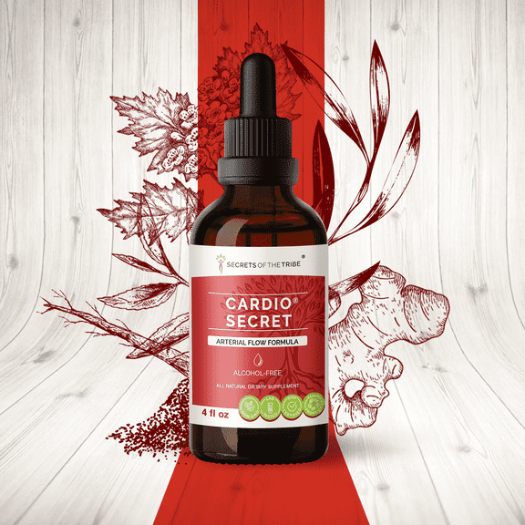 Secrets Of The Tribe Cardio Secret Blend Tincture Dietary Supplement, Natural Extract, Made from Hawthorn, Green tea, Olive, White Willow, Ginger, Parsley 4 oz