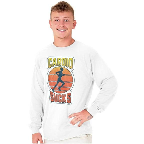 Cardio Sucks Funny Workout Gym Long Sleeve TShirt Men Women Brisco Brands S