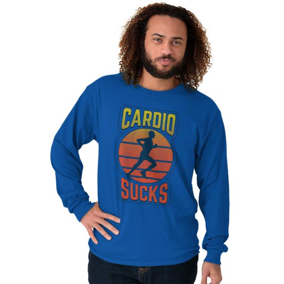 Cardio Sucks Funny Workout Gym Long Sleeve TShirt Men Women Brisco Brands S