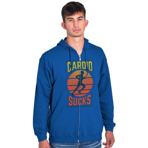 Cardio Sucks Funny Workout Gym Unisex Plus Size Zip Hoodie Brisco Brands 5X