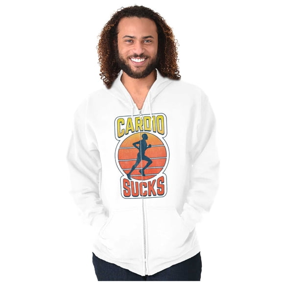 Cardio Sucks Funny Workout Gym Zip Up Hoodie Men's Women's Brisco Brands X
