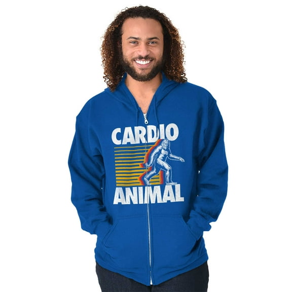 Cardio Workout Bigfoot Sasquatch Unisex Fleece Graphic Zip Up Hoodie Brisco Brands 5X