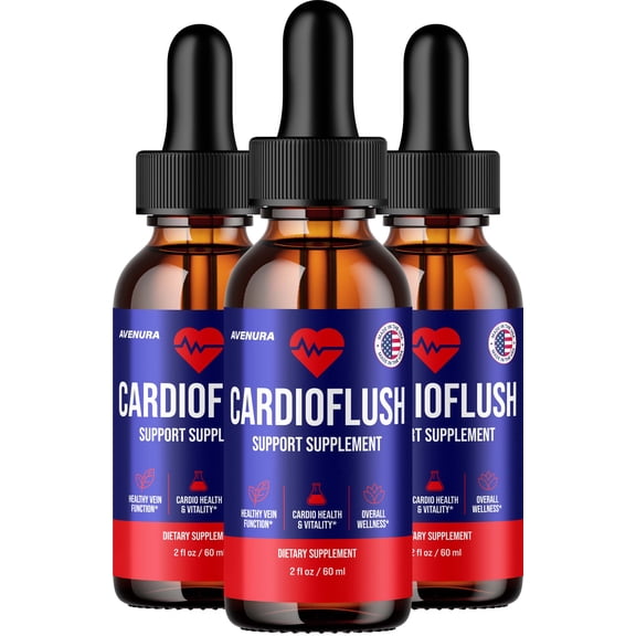 CardioFlush Drops Cardio Flush Advanced Formula Drops Natural Blend Liquid Supplement, 3 Pack, 3 Month Supply