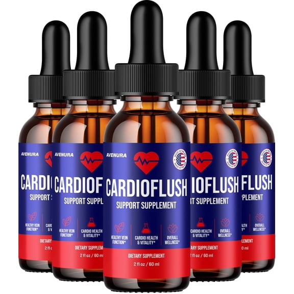 CardioFlush Drops Cardio Flush Advanced Formula Drops Natural Blend Liquid Supplement, 5 Pack, 5 Month Supply