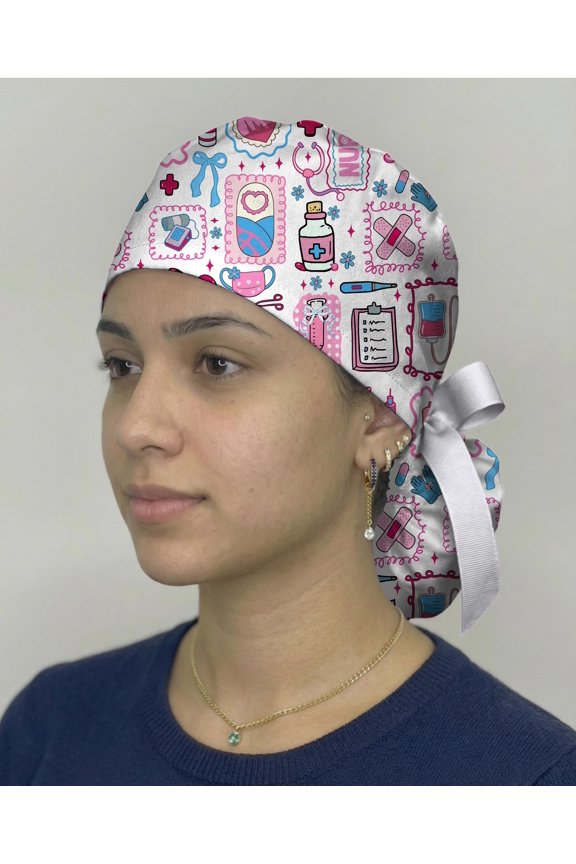 Cardiology Nurse Scrub Cap Pink Coquette Medical Hat, Heart Doctor Surgical Cap, Cardiac Nurse Scrub Hat, Cute Nurse Gift, Unisex Cap
