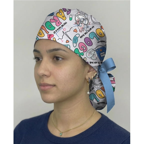 Cardiology Scrub Cap Heart Doctor Hat, Cardiac Nurse Surgical Cap, Funny Medical Doodle Scrub Cap, Cardiologist Gift, Unisex Cap