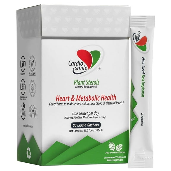 Cardiosmile 2000mg Liquid Plant Sterols 1400mg Beta-Sitosterols 30 count sachets