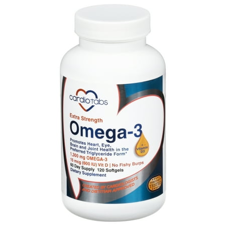 Cardiotabs Extra Strength Orange Berry Omega-3 + Vitamin D3 Dietary Supplement Softgels 120 ct Bottle