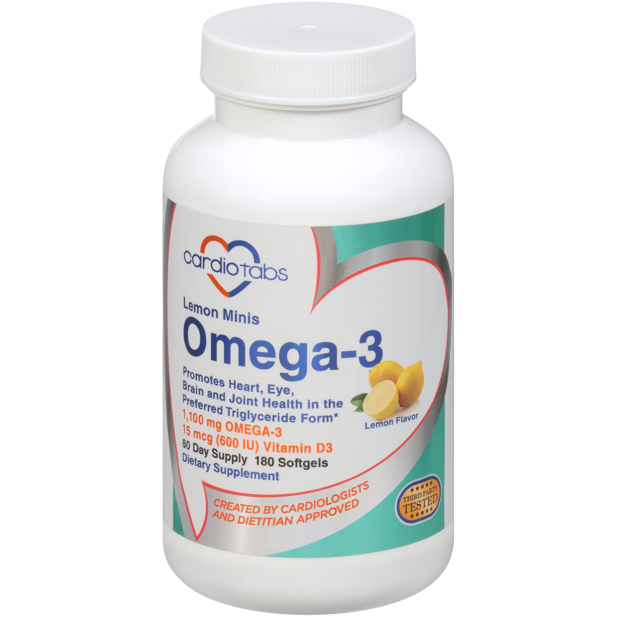 Cardiotabs Omega-3 Lemon Minis Dietary Supplement Softgels 180 ct Bottle