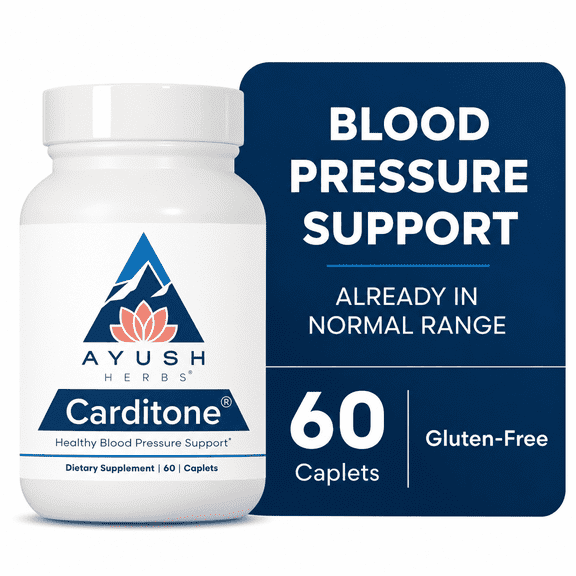 Ayush Herbs Carditone Healthy Blood Pressure Support Supplement with Magnesium, 60 Caplets