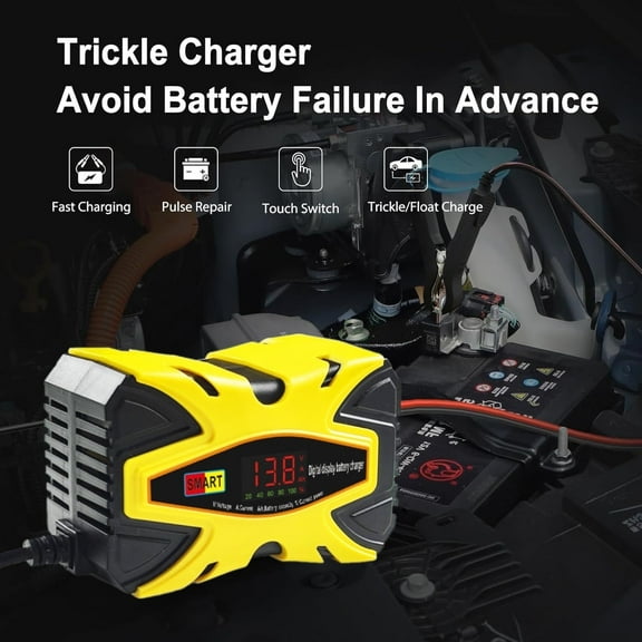 Cardivek 12V6A Car And Motorcycle Battery Charger Lead-Acid Battery Smart Charger Battery Start-Stop Repair Activation Charger