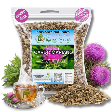 Cardo Mariano Mexican Herbal Tea - 4 oz (113g) - Authentic 100% Natural Milk Thistle Loose Leaf Tea - Wildcrafted, Non-GMO & Caffeine-Free - Traditional Botanical Support for Systemic Harmony & Vital