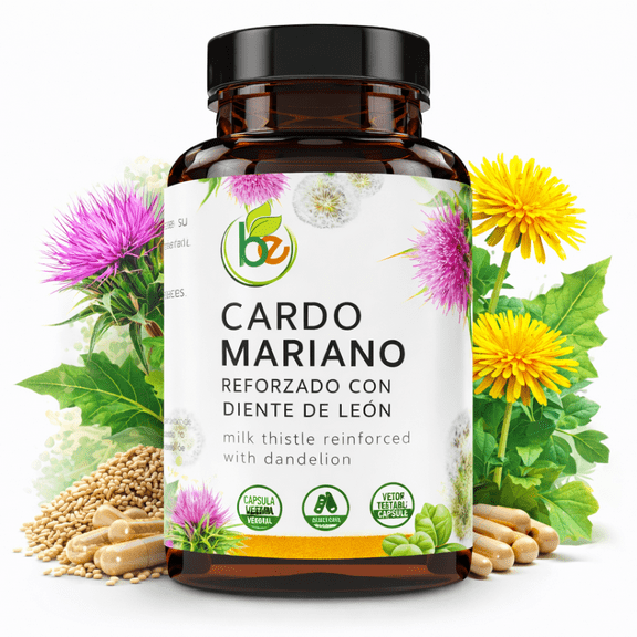 Cardo Mariano reforzado con diente Leon (Milk Thistle Reinforced with Milk Thistle) 90 Vegetable Capsule 1500 mg per Serving, Root Liver Health Support, Antioxidant Support, 100% Natural, Made in USA