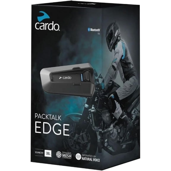 Cardo PACKTALK Edge Motorcycle Bluetooth Communication System Headset Intercom - Dual Pack
