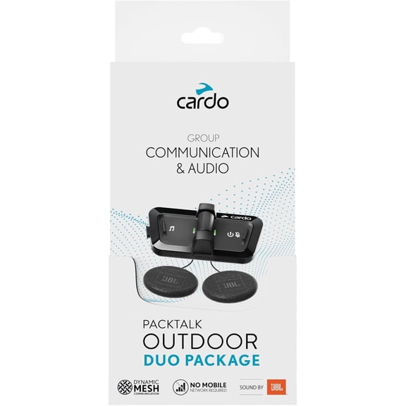 Cardo Packtalk Outdoor Helmet Communication System for Skiing, Snowboarding, Mountain Biking, Cycling and Other Outdoor Activities - Black - Dual Pack