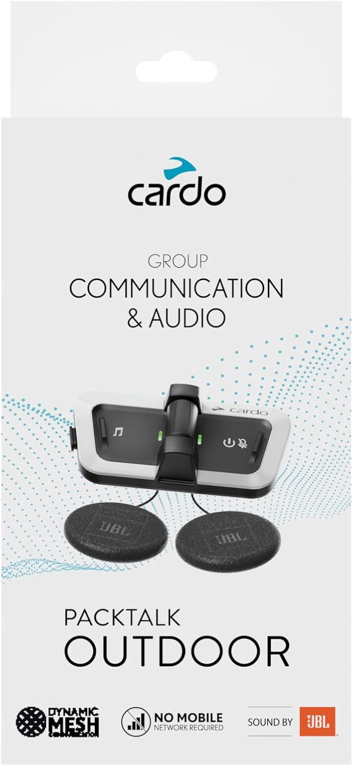 Cardo Packtalk Outdoor Helmet Communication System for Skiing, Snowboarding, Mountain Biking, Cycling and Other Outdoor Activities - White - Dual Pack