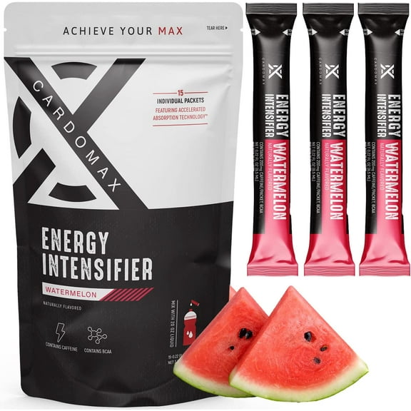 CardoMax Clear Liquid Mix - Pre-Workout + Caffeine, BCAA, & 100% B3, 6&12 Vitamins - Keto, Sugar Free & Vegan Diets. - Watermelon (15 Count)