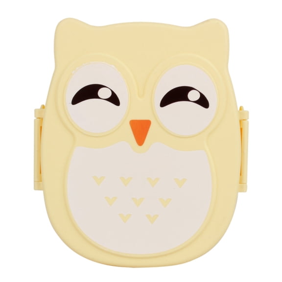 Cardone Cute Lunch Box, Plastic Portable Yellow Owl Shape,Microwavable for Kitchen With Meal Outdoor Travel Must Have