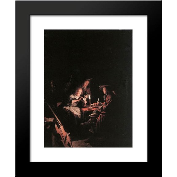 Cardplayers at Candlelight 20x24 Framed Art Print by Gerrit Dou