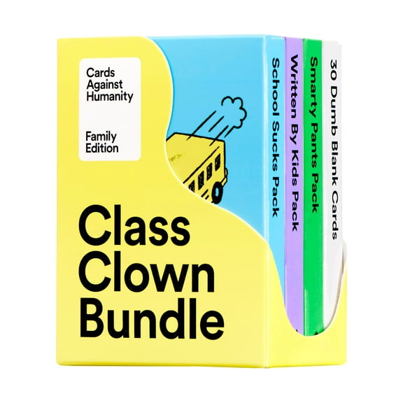 Cards Against Humanity Family Edition: Class Clown Bundle • 3 Themed Packs + 30 Blank Cards for Your Dumb Inside Jokes