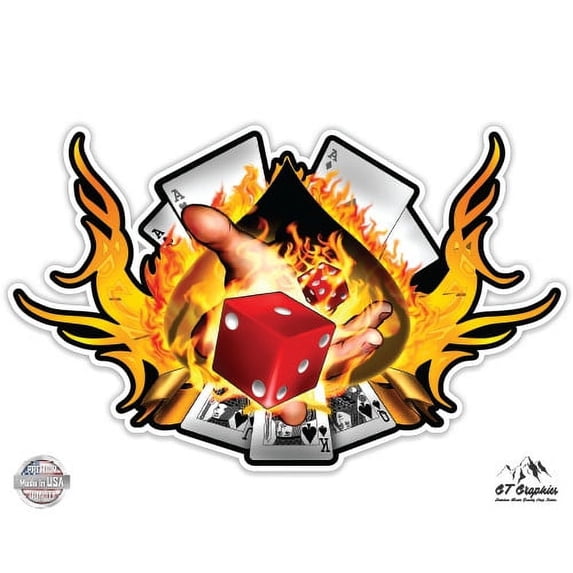 Cards Dice Casino - 12" Vinyl Sticker Waterproof Decal
