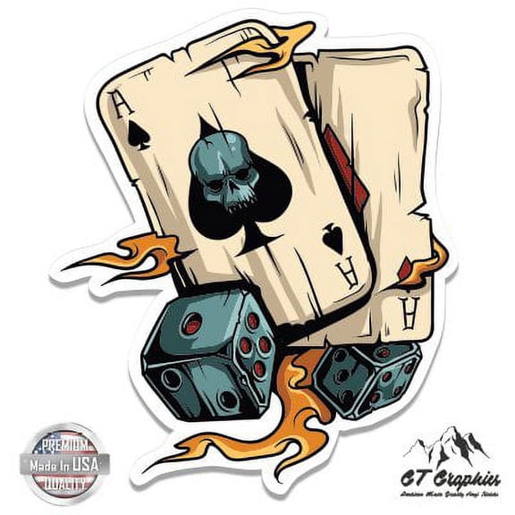 Cards Dice Vegas - 3" Vinyl Sticker - For Car Laptop I-Pad Phone Helmet Hard Hat - Waterproof Decal
