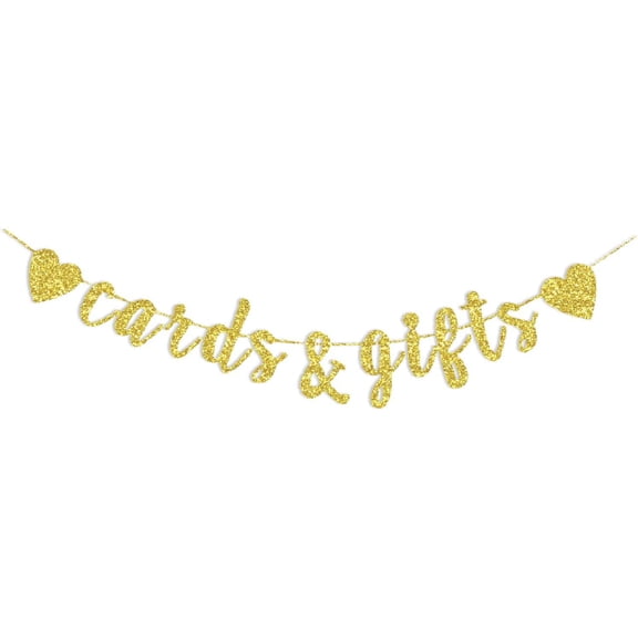 Cards & Gifts Banner Gold Glitter Cards and Gifts Sign Gold Gifts Sign Gift Table Sign Baby Shower for Birthday Wedding Engagement House Warming Party Decors Backdrops