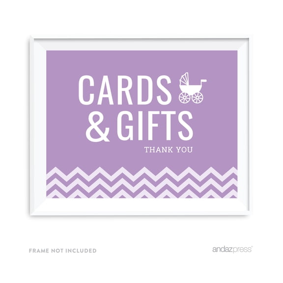Koyal Wholesale Lavender Chevron Baby Shower Cards & Gifts Party Sign 8x11