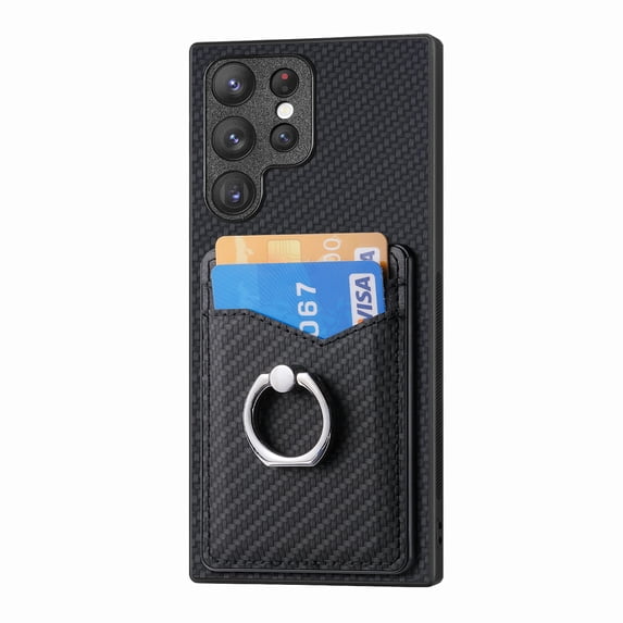 Cards Holder Wallet Case for Apple Samsung Galaxy Note 20, PU Leather Slim Fit Shell Vintage Cards Slots Ring Holder Stand Easy Grip Phone Case for Samsung Galaxy Note 20, Black
