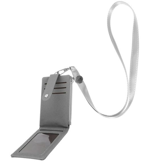 Cards Sleeves Badge Holder with Lanyard Neck Credit ID (gray Rope) Student School Keeper