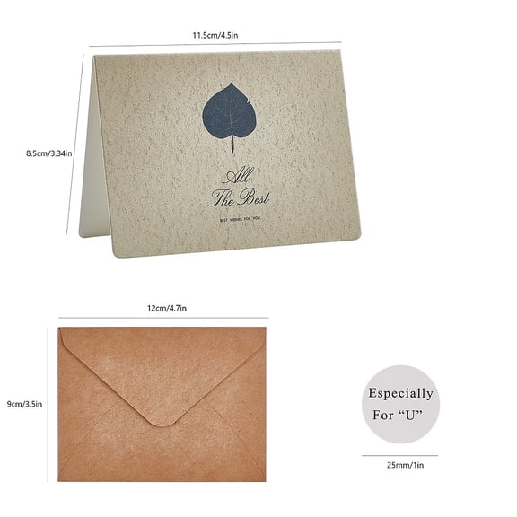 Cards with Envelopes and Sticker Kraft Paper Envelope Set Leaf Pattern Greeting Cards Blank Inside All Occasion Shower Wedding Thanksgiving