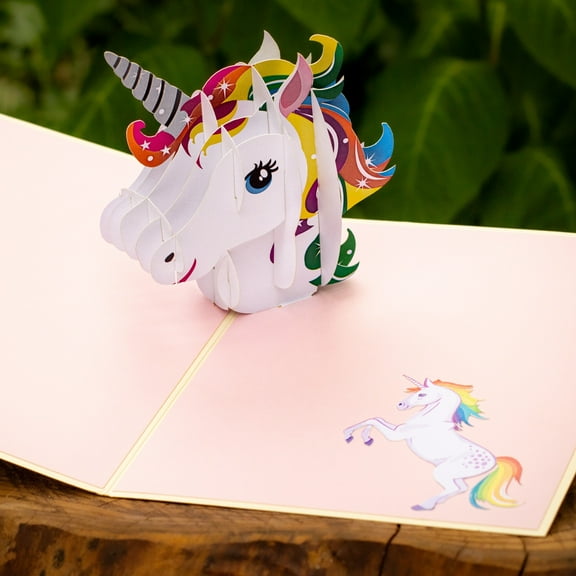 Cardstalked Pop-up Unicorn Birthday Card - Handmade, Designed by Veterans - Perfect Card for Girl's Birthday!