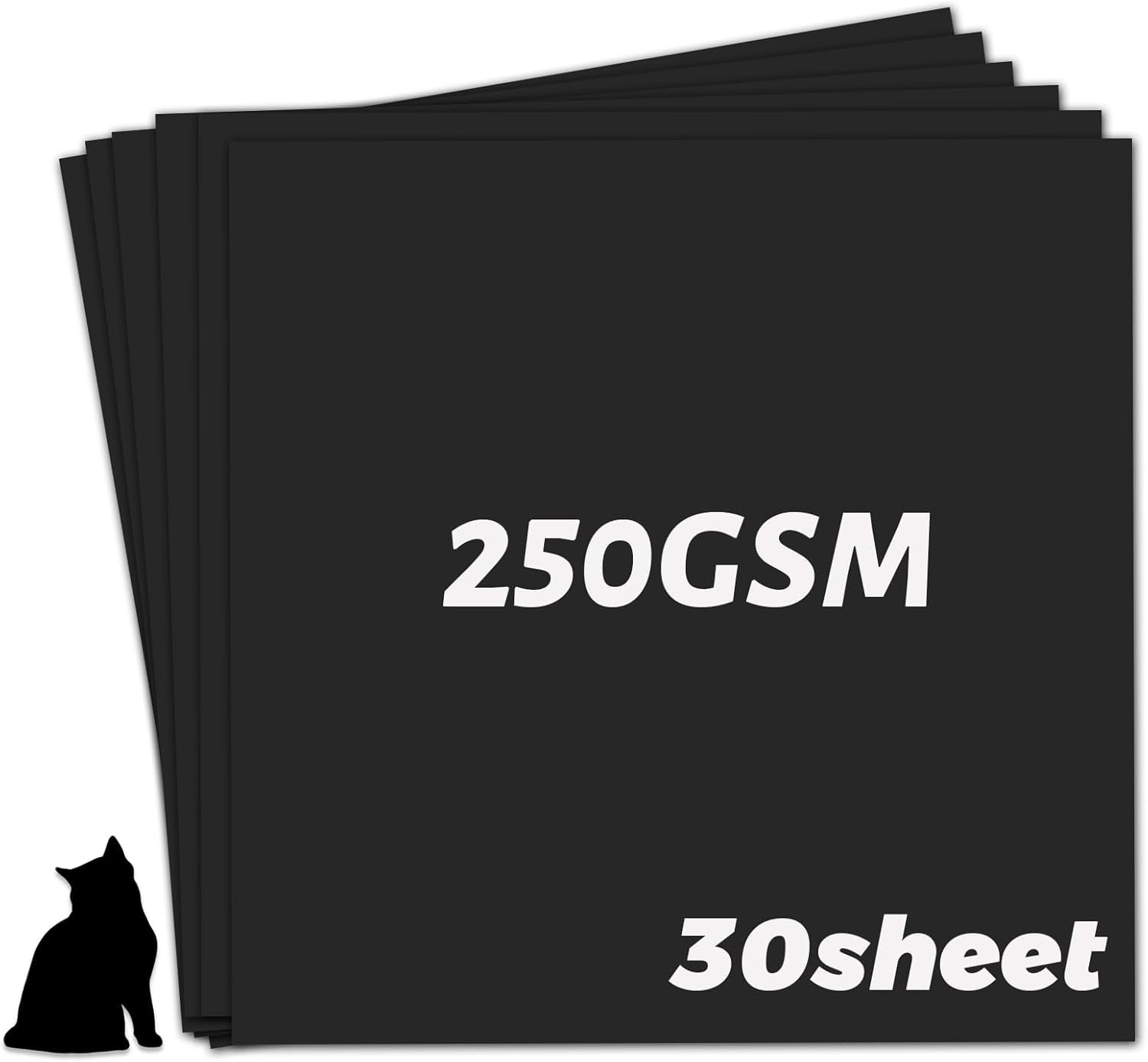 Cardstock 12 x 12" Thick Paper 30 sheets, 250gsm/92lb black cardstock