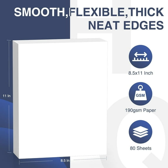 Cardstock 8.5 x 11 Inch 80 Sheets 190 gsm Heavyweight Card Stock Paper ...