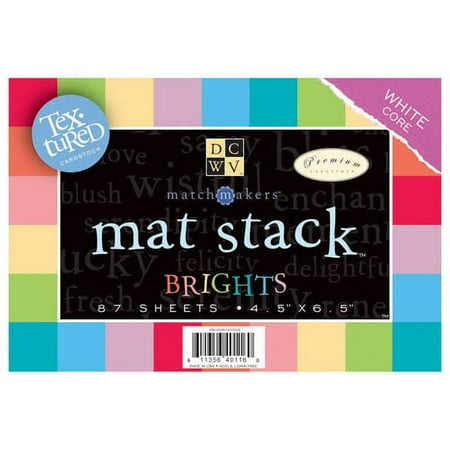 Cardstock Mat Stack Brights 4.5X6.5 87Sh Textured White Core