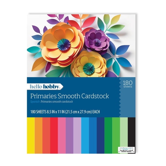 Cardstock Pack - 8.5 x 11 - Smooth - Dyed to the Core - Primaries - 180 Pack
