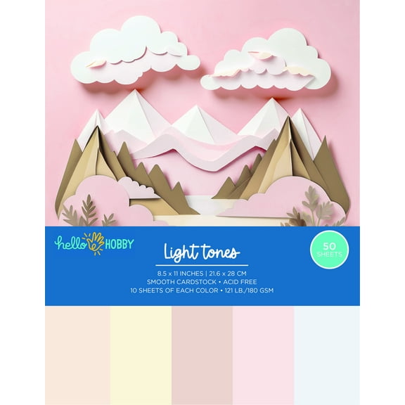 Cardstock Pack - 8.5 x 11 - Smooth - Light Tones - 50 Pack