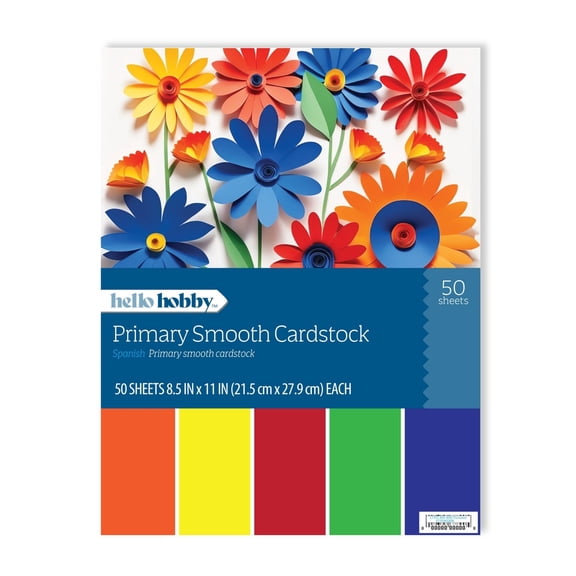Primaries Smooth Cardstock Pack - 8.5 x 11 - 50 Sheets