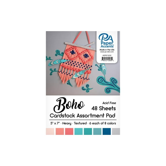 Cardstock Pad 5x7 48pc Boho Assortment