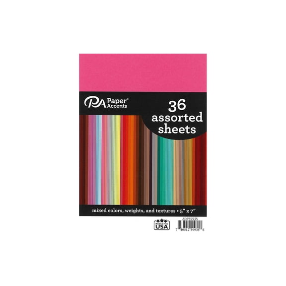 Paper Accents Cardstock Variety Pack 5 x 7 - 36 Sheets Colored Cardstock, Assorted Craft Paper for Scrapbooking, DIY Projects, Card Making, and Art Supplies