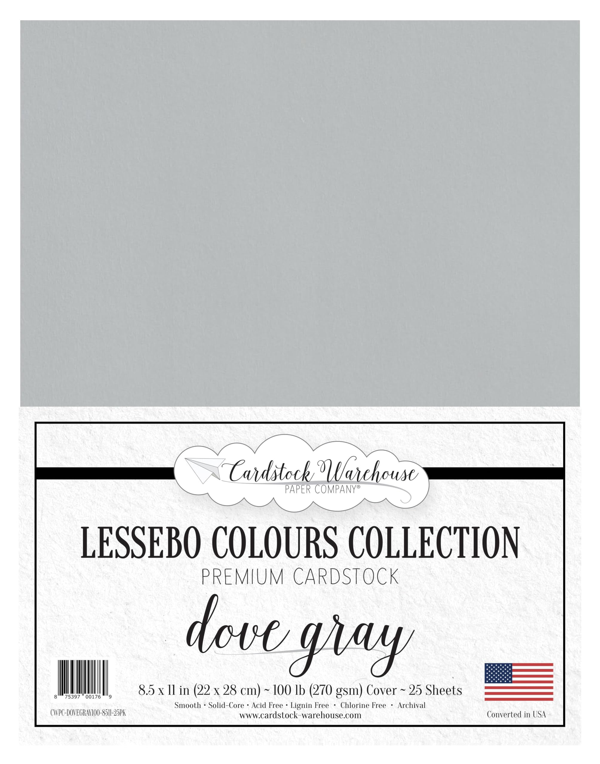 Cardstock Warehouse Lessebo Dove DHF10 Gray 8.5 x 11" 100 Lb. / 270