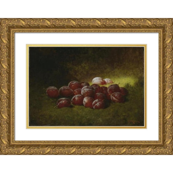 Carducius Plantagenet Ream 14x11 Gold Ornate Wood Frame and Double Matted Museum Art Print Titled - Purple Plums (1895)