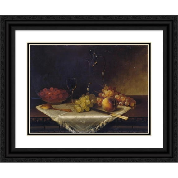 Carducius Plantagenet Ream 18x14 Black Ornate Wood Framed Double Matted Museum Art Print Titled - Still Life with Fruit