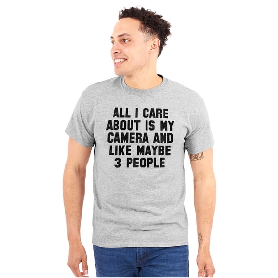 Care About Camera Funny Photographer Plus Size Crewneck Graphic Tee Shirt Brisco Brands 5X